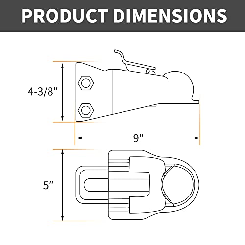Lonffery 4 Pack Black Recessed D-Ring Tie Down Anchors and Adjustable Trailer Coupler