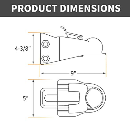 Lonffery 4 Pack Black Recessed D-Ring Tie Down Anchors and Adjustable Trailer Coupler