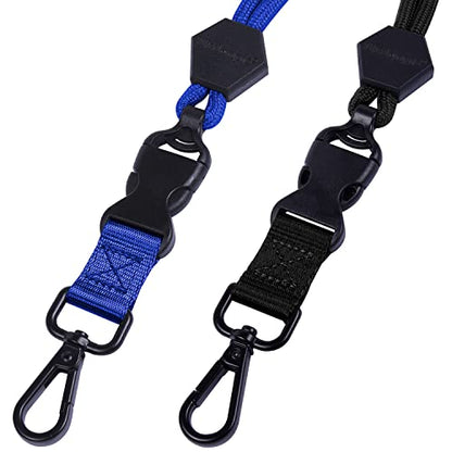Wisdompro 2 Pack 23" Lanyard with Safety Breakaway Buckle - Black and Blue | Durable Heavy Duty Neck Lanyard, with Detachable Buckle and Metal Hook, for ID Card Badge Holder and Keys - color: Black, Blue, size: 23 inches