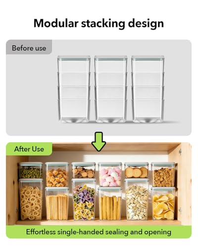 Airtight Food Storage Container with One-Touch Lid, 8-Piece Set (1.3, 2.1, 2.9, 3.6 QT* 2) Stackable Durable BPA-Free for Flour, Cereal & Complete Pantry Organization. - color: 8 Pcs Set