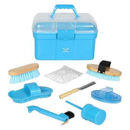 TuffRider Ultimate Groom Box Kit 8 Pieces-Blue - color: Blue