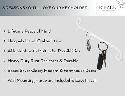 RTZEN Farmhouse Small Key Holder for Wall, Wrought Iron Wall Mount Rack - style: Classic - W