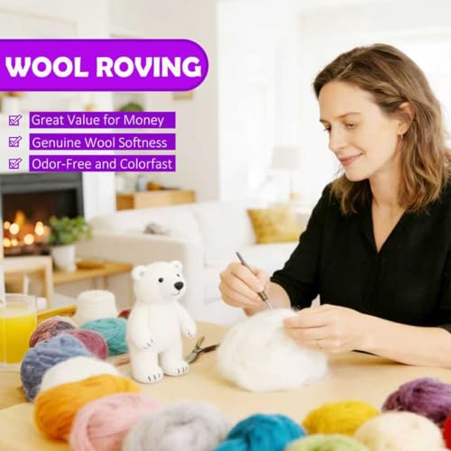 VNAKER 3.4oz Needle Felting Wool Purple for DIY Needle Craft Enthusiasts - color: Purple