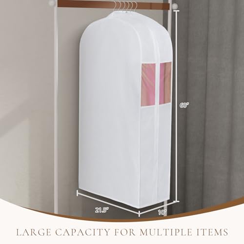 Univivi 60 Inch Cotton Garment Bag for Fur Coat 4 Pack, White - size: 60 Inch - 4 Pack