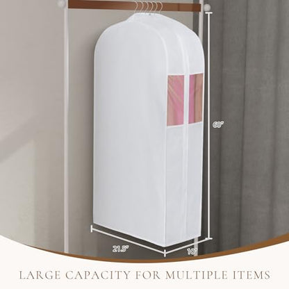 Univivi 60 Inch Cotton Garment Bag for Fur Coat 4 Pack, White - size: 60 Inch - 4 Pack