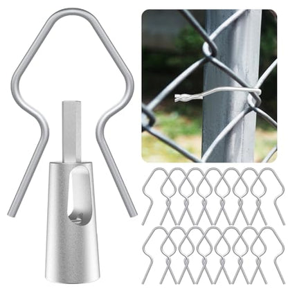 400 Pcs T Post Clips Kit, Metal Wire Fence Clip & 1 Drill Chuck, Galvanized Steel Tie Preformed T-Post Fence Clips 11 Gauge Fence Ties Fast Installation Farm Garden&Livestock Fencing T/U-Posts(Silver) - size: 400PCS