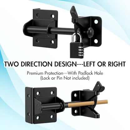 Zhengmy 4 Set Heavy Duty Self Locking Gate Latch for Wooden Fence Gravity Gate Latch Weather Resistant Rustproof Steel Lock for Garden Yard Farm Pool Barn Wooden Metal Gates