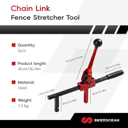 Fence Stretcher Tool, Heavy Duty Chain Link & Barbed Wire Fence Stretcher Tool & Top Rail Puller for Farm, Ranch, Garden & Yard Fence Installation or Repair Projects