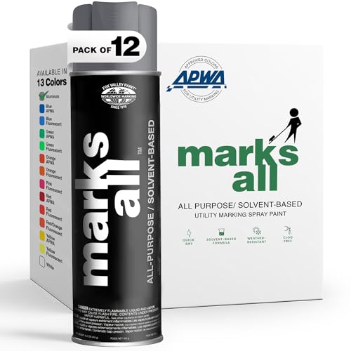 Fox Valley 17oz Marks All Solvent-Based Marking Paint 12-Pack, Aluminum - color: Aluminum