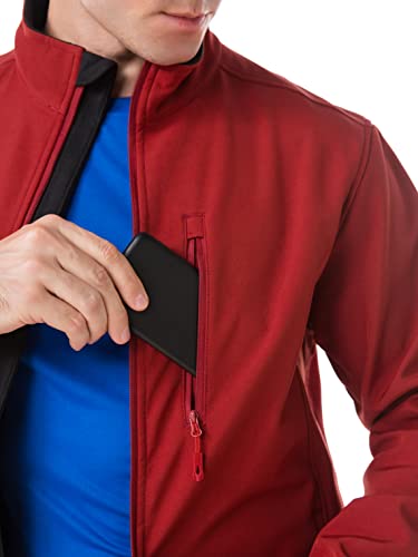 TRAILSIDE SUPPLY CO. Men's Softshell Jacket Fleece Lined Windbreaker,Lightweight Water Resistant Winter Coat - color: Red Jasper (022), size: Medium