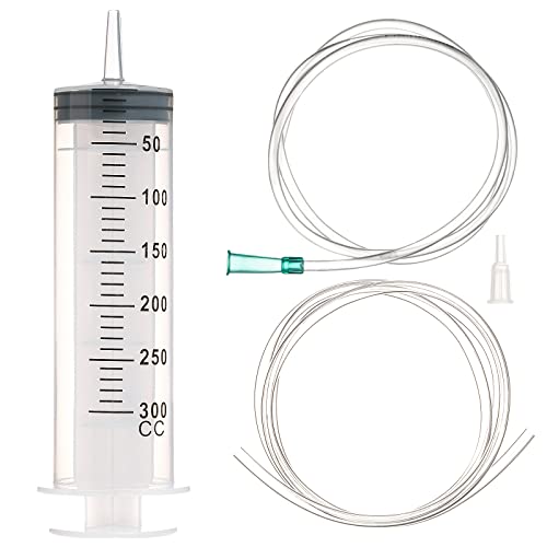 300ml/cc Syringes with Tube 40 Inch Handy Plastic Tubing and Adapter Tip - size: 300ML/CC