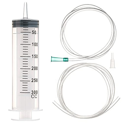 300ml/cc Syringes with Tube 40 Inch Handy Plastic Tubing and Adapter Tip - size: 300ML/CC