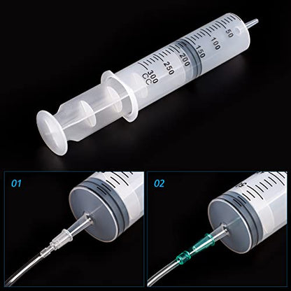 300ml/cc Syringes with Tube 40 Inch Handy Plastic Tubing and Adapter Tip - size: 300ML/CC