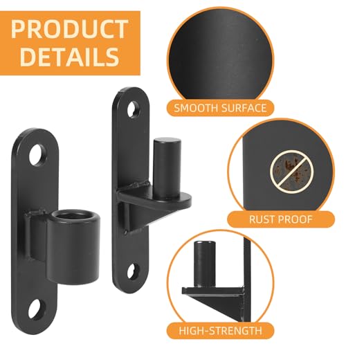 Wall Mount Gate Hinges, 4 Pairs Heavy Duty Fence Gate Hinges 5/8'' Pin Fence Post Hinge Set for Wooden or Concrete Fence Gate (Black, Screws Included) - color: Black-4 Pairs