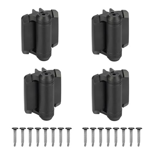 Heavy Duty Self Closing Gate Hinges with Safety Cap,Pool Gate Hinges with Alignment Legs No Rust and Adjustable Fence Hinges Kit for Outdoor Metal Gate,Vinyl Gates,Wood Gate,Black,2 Pack(4 Count) - size: 2 Pack