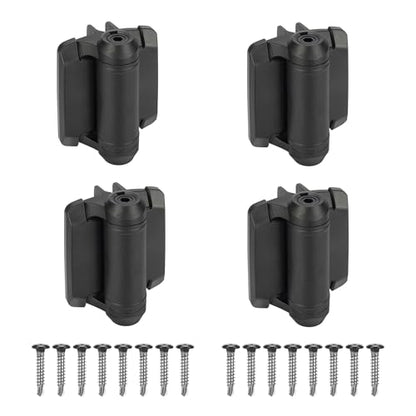 Heavy Duty Self Closing Gate Hinges with Safety Cap,Pool Gate Hinges with Alignment Legs No Rust and Adjustable Fence Hinges Kit for Outdoor Metal Gate,Vinyl Gates,Wood Gate,Black,2 Pack(4 Count) - size: 2 Pack
