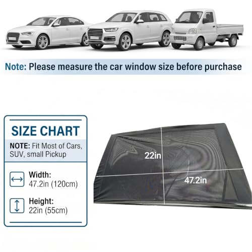 2 Pack Stretchy Mesh Car Rear Side Window Shades, Bug UV Protection Mosquito Net, Breathable Blackout Privacy Baby Car Window Screens, Universal 95% Cars SUVs Camping Accessories - size: Rear Side Window Shade