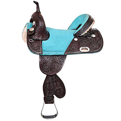 HILASON Western Horse Treeless Trail Barrel American Leather Saddle | for Horses - size: 16 In
