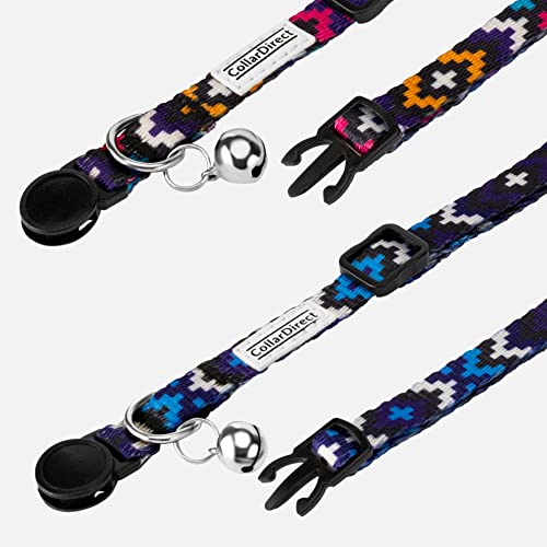 Aztec Pattern Cat Collar 2-Pack, Breakaway (Blue + Purple) - color: Blue & Purple