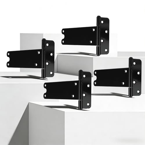 4 Pack 8” Heavy Duty Gate Hinges,300 Lbs Capacity Black Door Hinges | T Gate Hinges, Wrought Hardware for Wooden Fences, Barn Door, Screws Included (8 inches - 4 Pack) -Patent Pending - size: 8 inches - 4 Pack