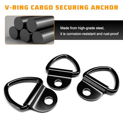 4 PCS V Ring Tie Down Anchors, 2" Diameter Heavy Duty Steel Cargo Lashing V Ring, Universal Bolt On Fasteners Mount Hooks for Trailers Trucks Boats, Car Accessories - color: 4 PCS