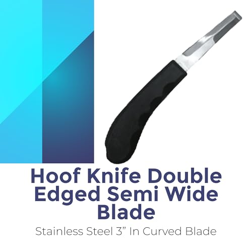 Regular Hoof Knife for Horses – Farrier Tool with Plastic Grip – Hoof Trimming Knife for Equine Care & Veterinary Use (Semi-Wide Blade) - style: Semi-Wide Blade - RH