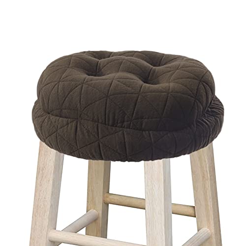 BUYUE Round Bar Stool Seat Cushion, Dia.14 Luxury Fashion Jacquard with Anti-Skid Silicone Bar Stool Cushion Padded (Brown, L,1 Count) - color: Brown, style: Round L