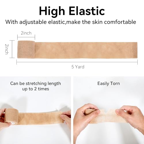 Self Adhesive Bandage Wrap,Bandage Tape,Medical Tape,Vet Tape - color: Skin Color, size: 2inch*8rolls