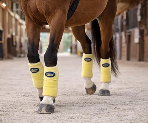 CHALLENGER 10ft Horse Grooming Leg Polo Wrap Set of 4 Soft Fleece 95R - color: Yellow