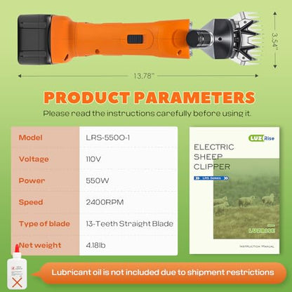 Sheep Shears Cordless 550W 2400RPM, with 2X 4000mAh 21V Batteries
