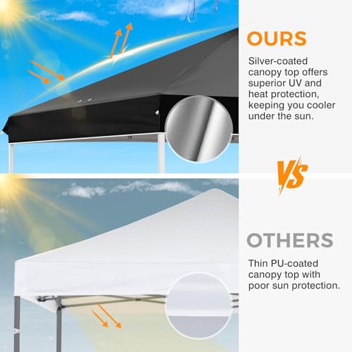 EAGLE PEAK 10x10 Pop Up Canopy Tent Easy Up Canopy Outdoor, Black - color: Black, size: 10x10