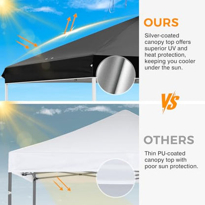 EAGLE PEAK 10x10 Pop Up Canopy Tent Easy Up Canopy Outdoor, Black - color: Black, size: 10x10