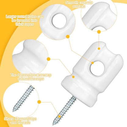 Blulu 12 Pcs Electric Fence Insulators Porcelain Heavy Duty Ceramic 1.8''