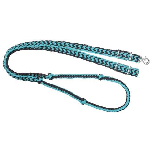 Tough 1 Deluxe Knotted Cord Roping Reins - color: 114/Turq/Blk