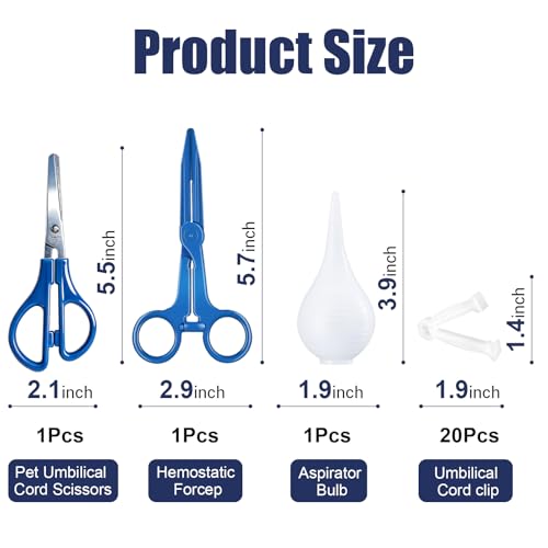 XUKE Sterile 40 Blue Umbilical Cord Clamps for Veterinary, Home Birth, Obstetrical Kit, Midwife Emergency Birth Supply, Ear Syringe, Snot Sucker, Mucus Sucker and Nasal Bulb Syringe