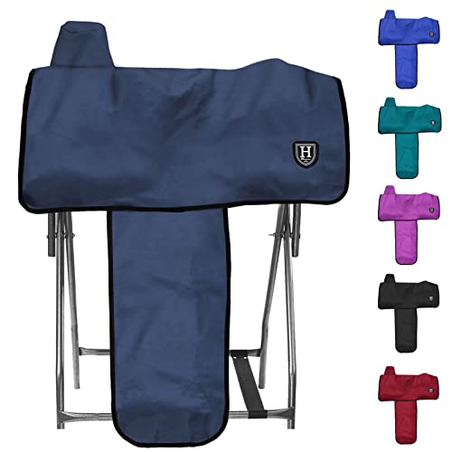 Harrison Howard 600 Denier Splash-Resistant Protective Saddle Cover Protection from Scratches, Direct Sunlight, and Dust/Debris Keeps Saddle in Pristine Condition-Navy - color: Navy