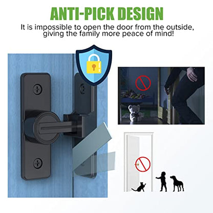 Barn Door Lock Hardware, 90 Degree Flip Latch Privacy Lock, Black | Heavy Duty Zinc Alloy Sliding Barn Door Latch for Bathroom, Bedroom, Closet, Garage, Shed and Gate - color: Black