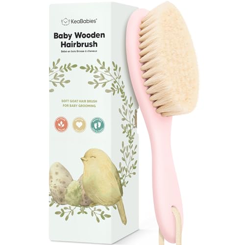 Wooden Baby Hair Brush for Toddler, Infant Cradle Cap (Blush, Regular) - color: Blush, size: Oval, Regular 7"