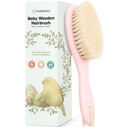 Wooden Baby Hair Brush for Toddler, Infant Cradle Cap (Blush, Regular) - color: Blush, size: Oval, Regular 7"