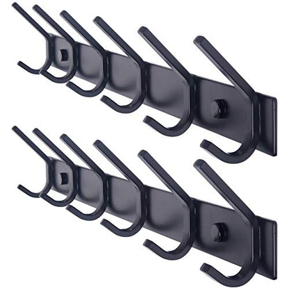 WEBI Coat Rack Wall Mounted,17-1/8 Inch Coat Hooks for Hanging Coats,Heavy Duty Metal Hook Rack Rail with 6 Double Dual Hooks Coat Hanger Wall Mount for Clothes Jacket,Black,2 Packs - size: 6 Hooks(2 Pcs)