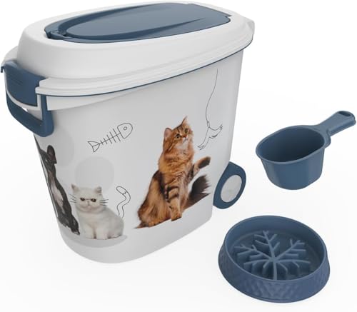 DRATO Pet Food Storage Container with Wheels 30LB Capacity - color: Blue
