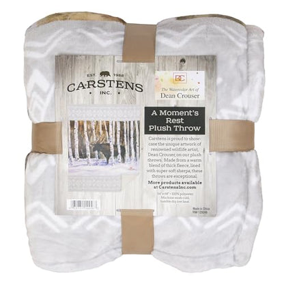 Carstens, Inc. Dean Crouser Plush Sherpa Fleece Oversized Throw Blanket 54" x 68", A Moment's Rest - color: A Moment's Rest