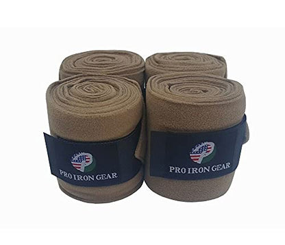 Horse Fleece Wraps Bandages/Polo Wraps/Stable Wraps Equestrian Leg Wraps Set of 4 Equestrian Boot Protection (Khaki) - color: Khaki