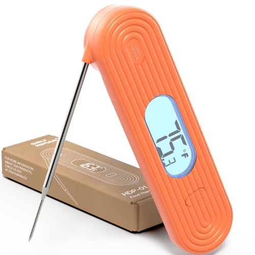 ONLY HUMAN HDP-01 Digital Instant Read Meat Thermometer, High Accuracy Food Cooking Thermometer with Ultra Bright Backlight Display (Coral Pink) - color: Coral Pink