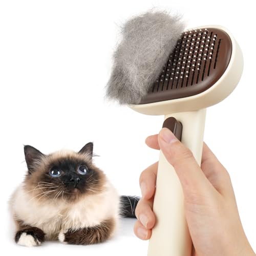 Aumuca Cat Brushes for Indoor Cats Dog Hair Brush for Shedding Long or Short Haired Cats Grooming Deshedding Brush for Dog Kitten Horse Massage Removes Loose Fur, Brown - color: Brown
