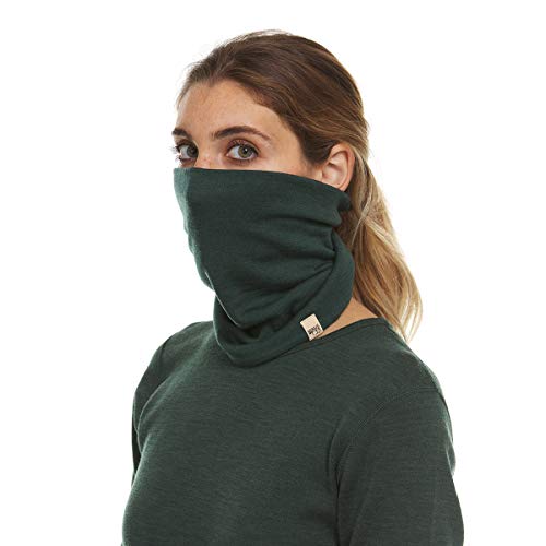 100% Merino Wool - Midweight Neck Gaiter - Skiing Neck Warmer - Winter Face Mask - Multipurpose Headwear - color: Forest Green
