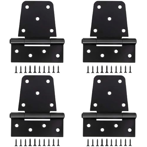 3-1/2" Heavy Duty Gate Hinges, 4 Pack Black Iron Shed Door Hinges, Heavy Duty T Hinges Gate Hinges for Barn Wood Fence Gate Hinges with 72PCS Screws - color: Black 2