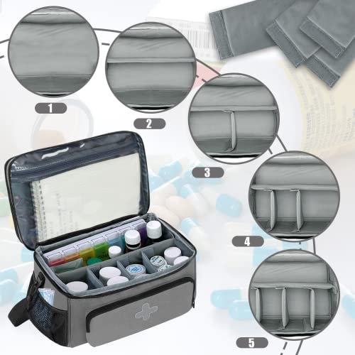 GDNasist Medicine Storage Bag, Medical Bag Pill Bottle Organizer Empty - color: Grey