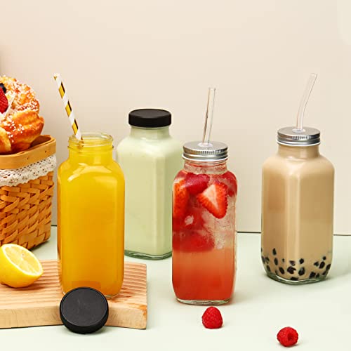 CUCUMI 10pcs 16oz Glass Juice Bottles with Lids - color: 10 Pack, size: 16oz