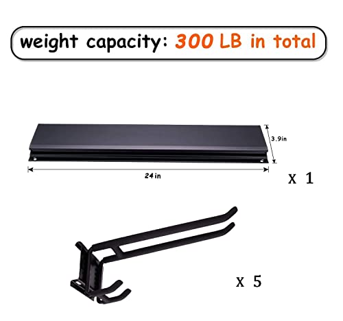 Ultrawall 24-Inch Wall Mounted Ski Rack, Holds Up to 300lbs, Powder-Coated Steel with Rubber Coating, Customizable Spacing, Easy Installation